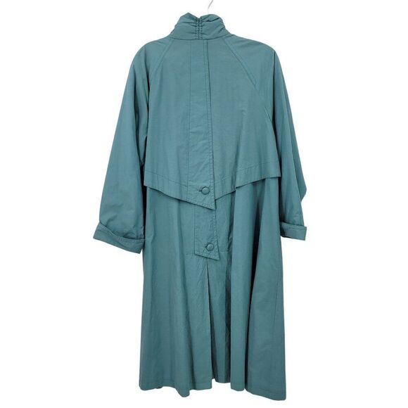 Vtg Bernardo Womens Robins Egg Blue Trench Coat Sz M Button Front City Chic - Picture 8 of 13